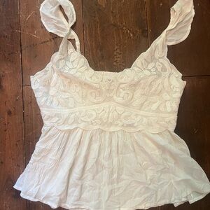 Shyanne Cream Embroidered Babydoll tank top size medium